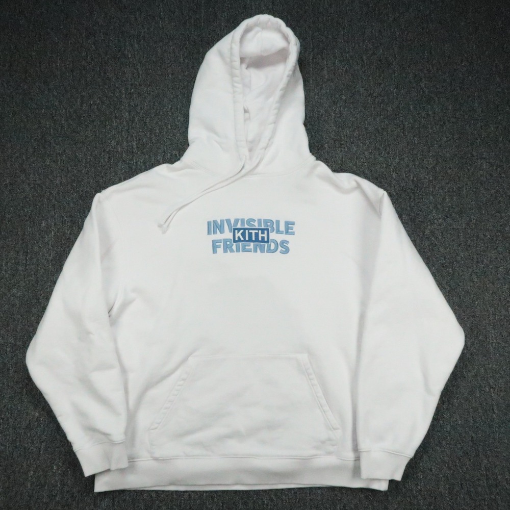 Kith Hoodie Mens XXL White Invisible Friends Graphic Pullover Hooded Heavyweight - Picture 2 of 11